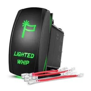 Nilight 5Pin Laser On/Off Lighted Whip Rocker Switch Green