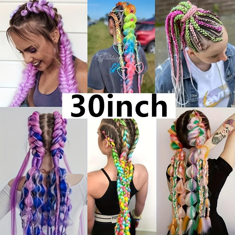 Women's Colorful Braided Ponytail Wig with Elastic Band - Straight Synthetic Hair Easy to Style, Cosplay, Photography - Suitable for All Races, Cosplay Wig, Vibrant Wig, Secure Elastic Band, Photography Wig, Fashion Enthusiasts
