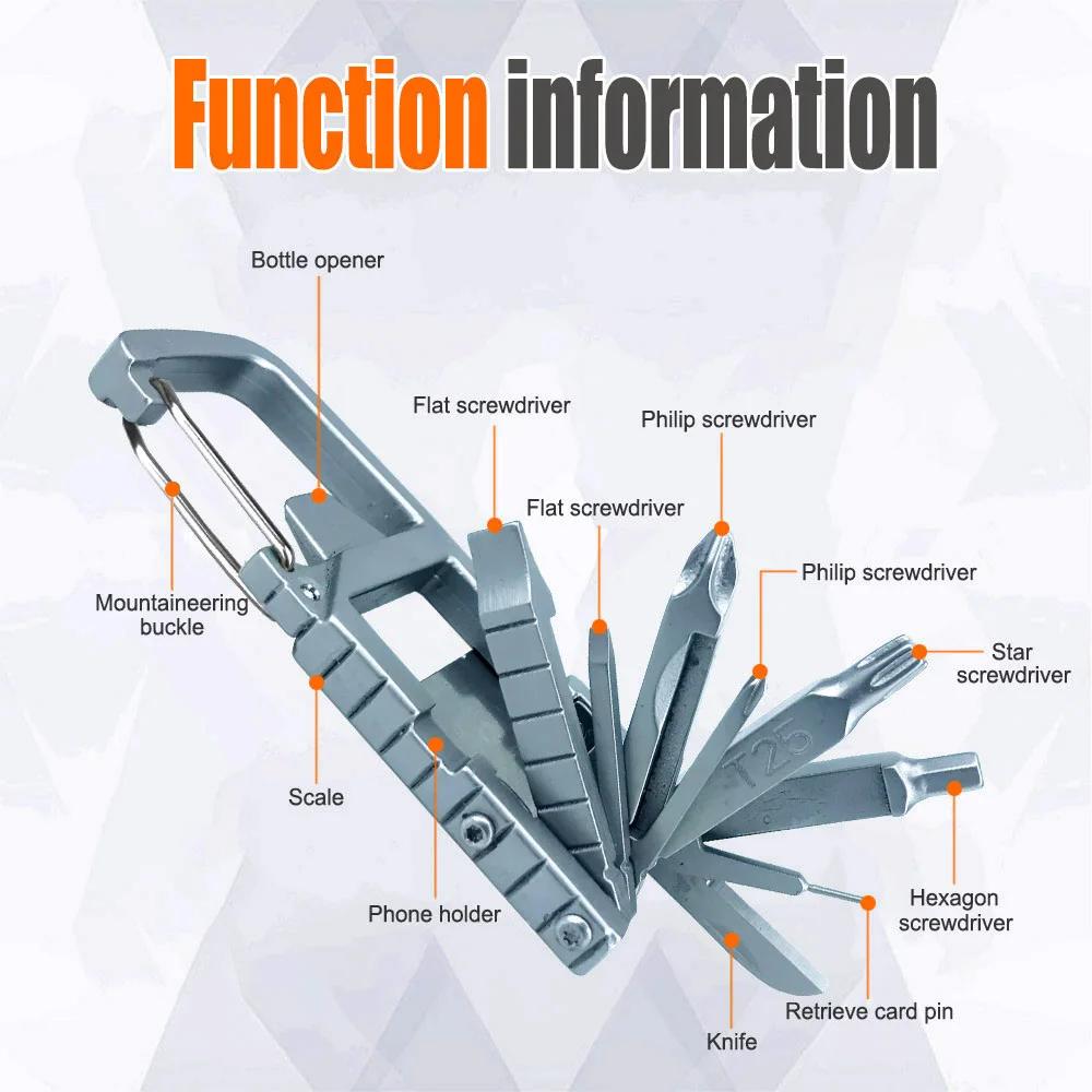 13 in 1 Multifunction Stainless Steel Tool Combination Folding Outdoor Tools Corkscrew Screwdriver Wrench Knife Knife Keychain