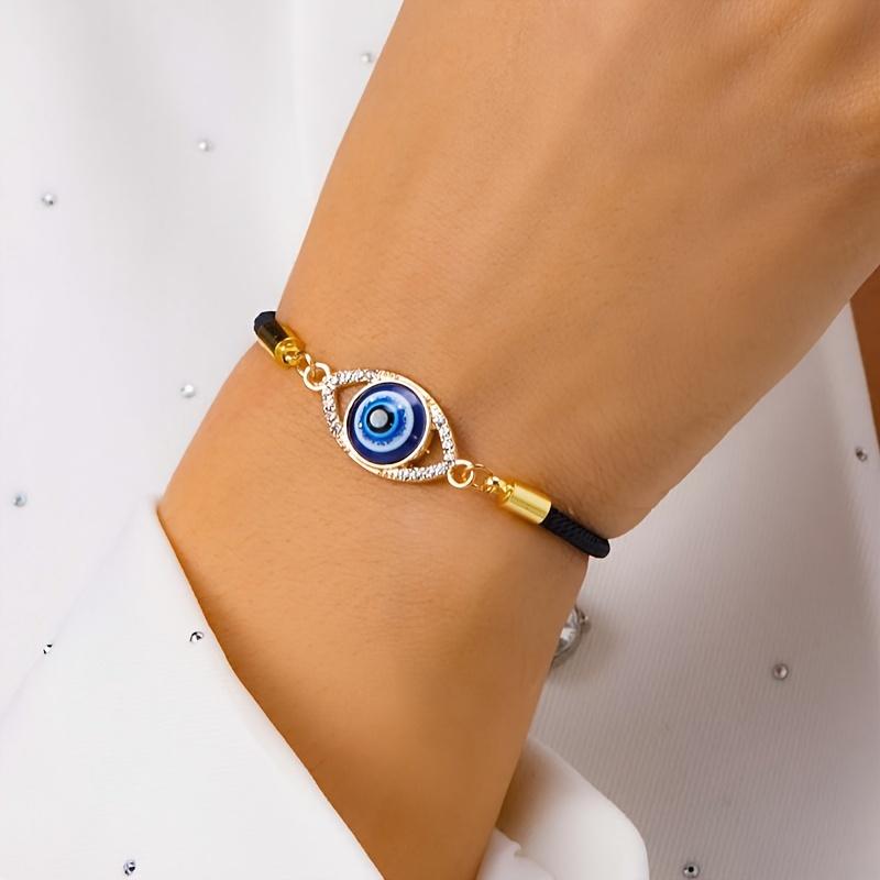 DB- Evil Eye Bracelet for Women & Men, Turkish Style Enamel Protection Charm, Adjustable Cord Spiritual Jewelry, Lightweight Stackable Accessory for Daily Wear Birthday Gift-DB