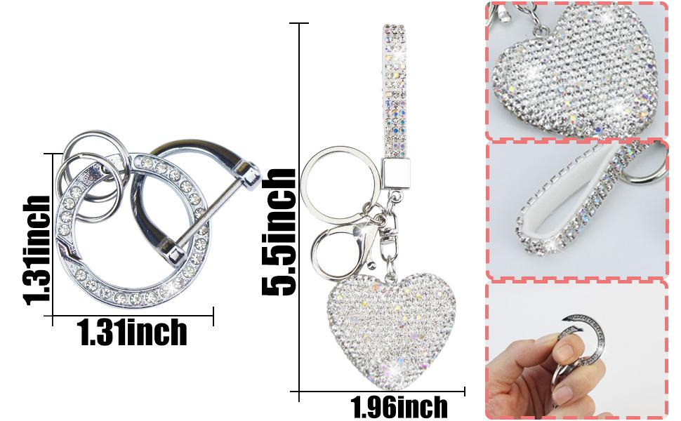 Key Fob Cover with Diamond Keychain Car Key Holder Compatible with Kia 2020-2022 Soul 2019-2021 Forte 2020-2021 Telluride K5 2021-2022 Seltos NIRO Sportage Sorento for Women (Pink-Heart)