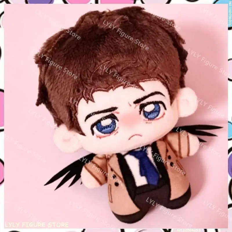 Supernatural Castiel 10cm Nunu Plush Keychain, Angel Wings Cotton-Plush Stuffed Toy, Chibi Fanart Collectible for Fans, Sleeping Pillow & House Decoration Gift, Collecting, Plush Fabric