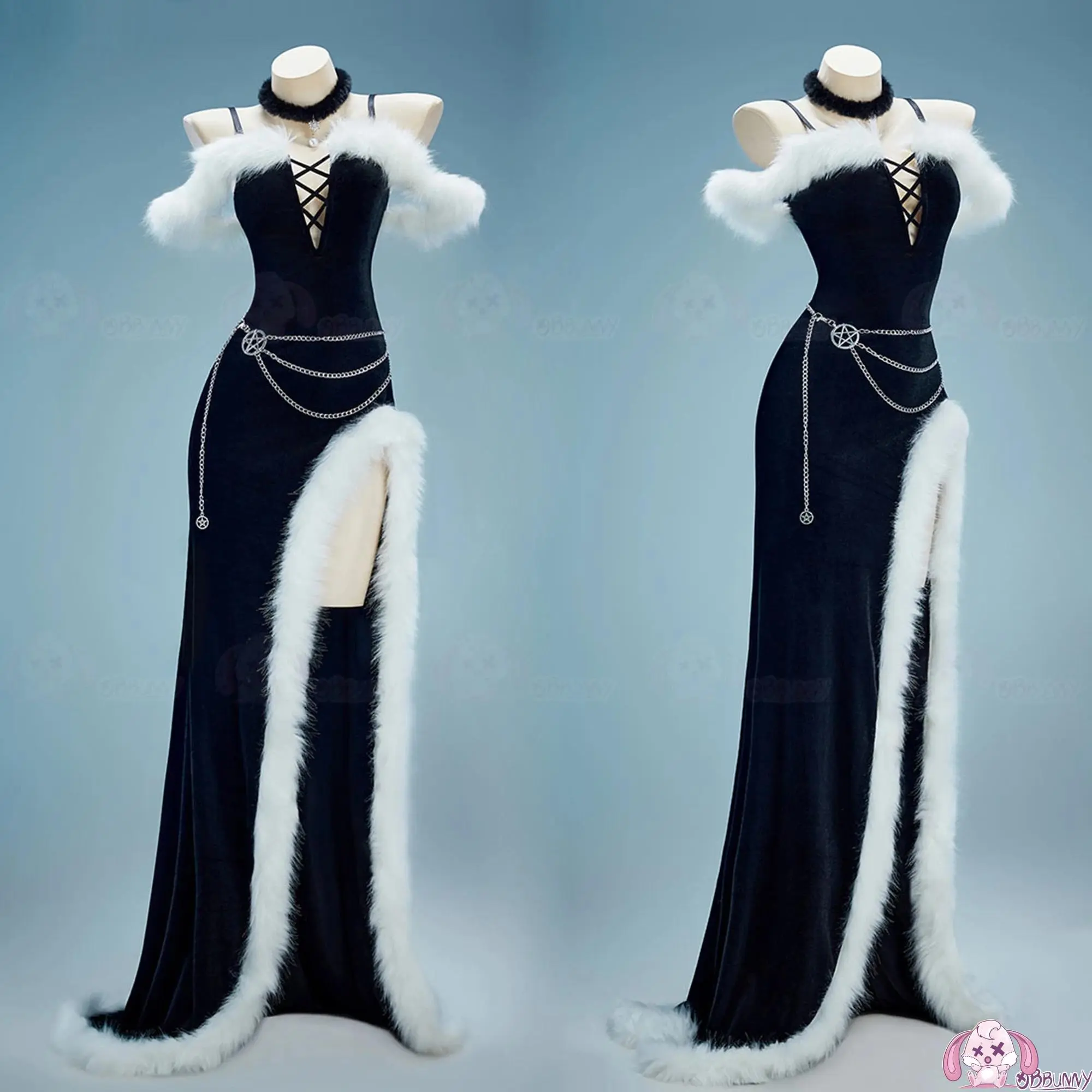 Anime Gothic Witch Dress Cosplay Costume Sexy Black Witch Plush Dress Hallowee Cosplays