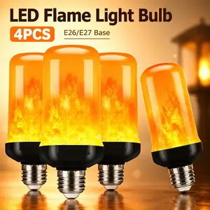 E26/E27 5W LED Flame Effect Bulb, 4-Mode Flickering Fire Light with Gravity Sensor Upside-Down Effect for Bedroom, Party, Halloween & Home Decor