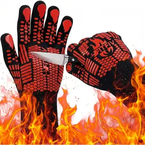 Barbecue gloves, oven gloves, 1472°F Super Heat-Resistant BBQ Gloves, Silicone Non-Slip Oven Gloves, Suitable for Kitchen Cooking, Barbecue, and Baking