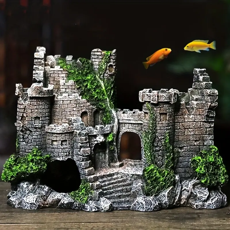 Vintage Tank Resin Craft Castle Aquarium Decorative Ornament, Fish Tank Statue, Fish Tank Decorations, Aquascaping Sculpture, Unique Water Feature