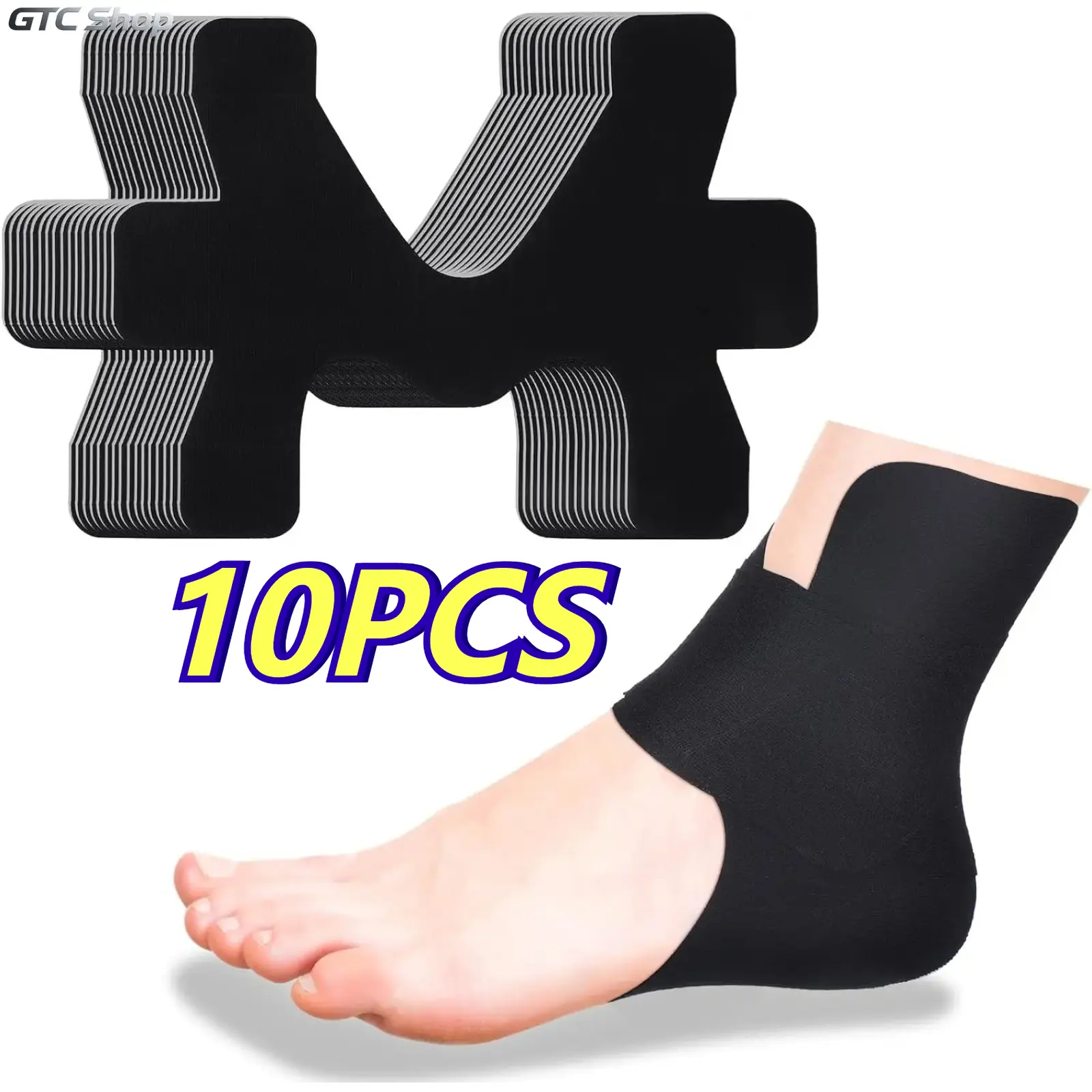 10PCS Precut Ankle Kinesiology Tape, Breathable All-Season Elastic Athletic Support Tape For Youth Men Women, Effective Pain Relief & Swelling Reduction Ankle Stabilizer, Flexible Sports Accessory For Running, Basketball Training, Outdoor Hiking & Daily J