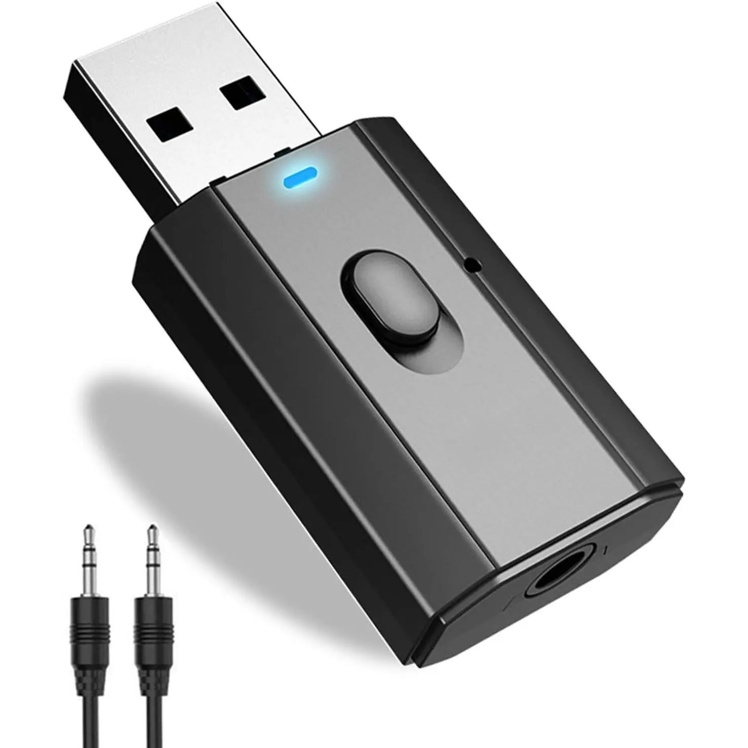 Wireless Bluetooth 5.0 Mini and Compact Audio Adapter - 3.5mm Auxiliary Input Transmitter Receiver with Built-in Mic, Hands-Free Calls Kit for Old Audio System, Headphones, TV, Car Users, Cvc Noise Reduction