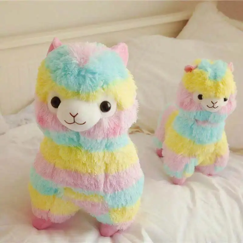 20cm Kawaii Rainbow Alpaca Soft Toy - Cute Animals Unisex Plush Doll, Stress Relief Kids Toy for Children’s Gift, Room Decor
