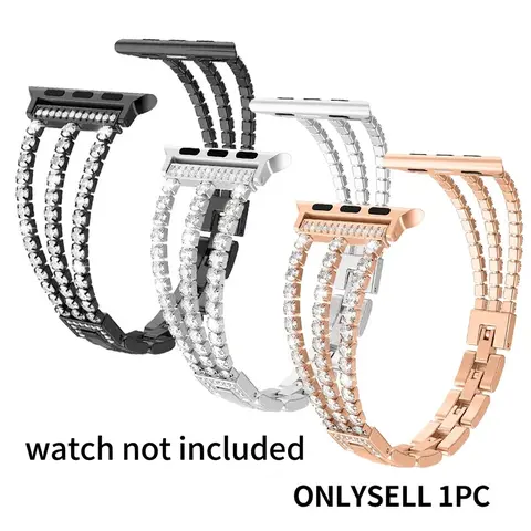 Elegant Metal Jewelry Watch Band for Apple Watch Women, Sparkling Artificial Diamond, Fits Iwatch Ultra/se/series 1-11, Smart Watch Straps, Wearable Accessories (Band Only)