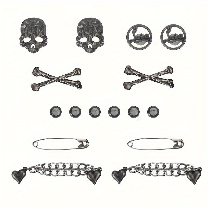 16pcs Punk Style Alloy Shoes Charms For Croc Clogs Sandals Decoration, Shoes DIY Accessories For Women & Men Footwear Comfort