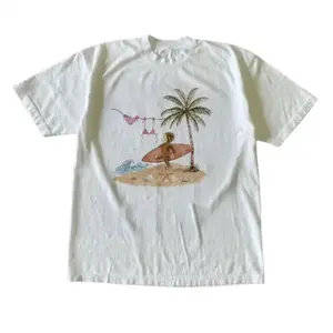 Curious George Surfing Y2K Summer T-Shirt  Vintage Graphic Tee Graphic Tee 100% Cotton Short Sleeve T Shirt Cute Shirts Vacation Clothing Casual Summer Outfits for Men and Women