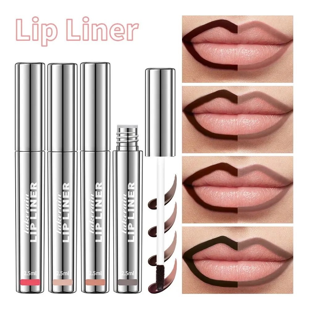 4 Colors Matte Waterproof Tinted Lip Liner, Lipliner, Peel-Off Lip Tint, Long-Lasting Wear, Smudge-Proof & Transfer-Proof, Nourishes and Moisturizes Lips, Korean Beauty Makeup, Suitable for Lazy Girls and Beginners
