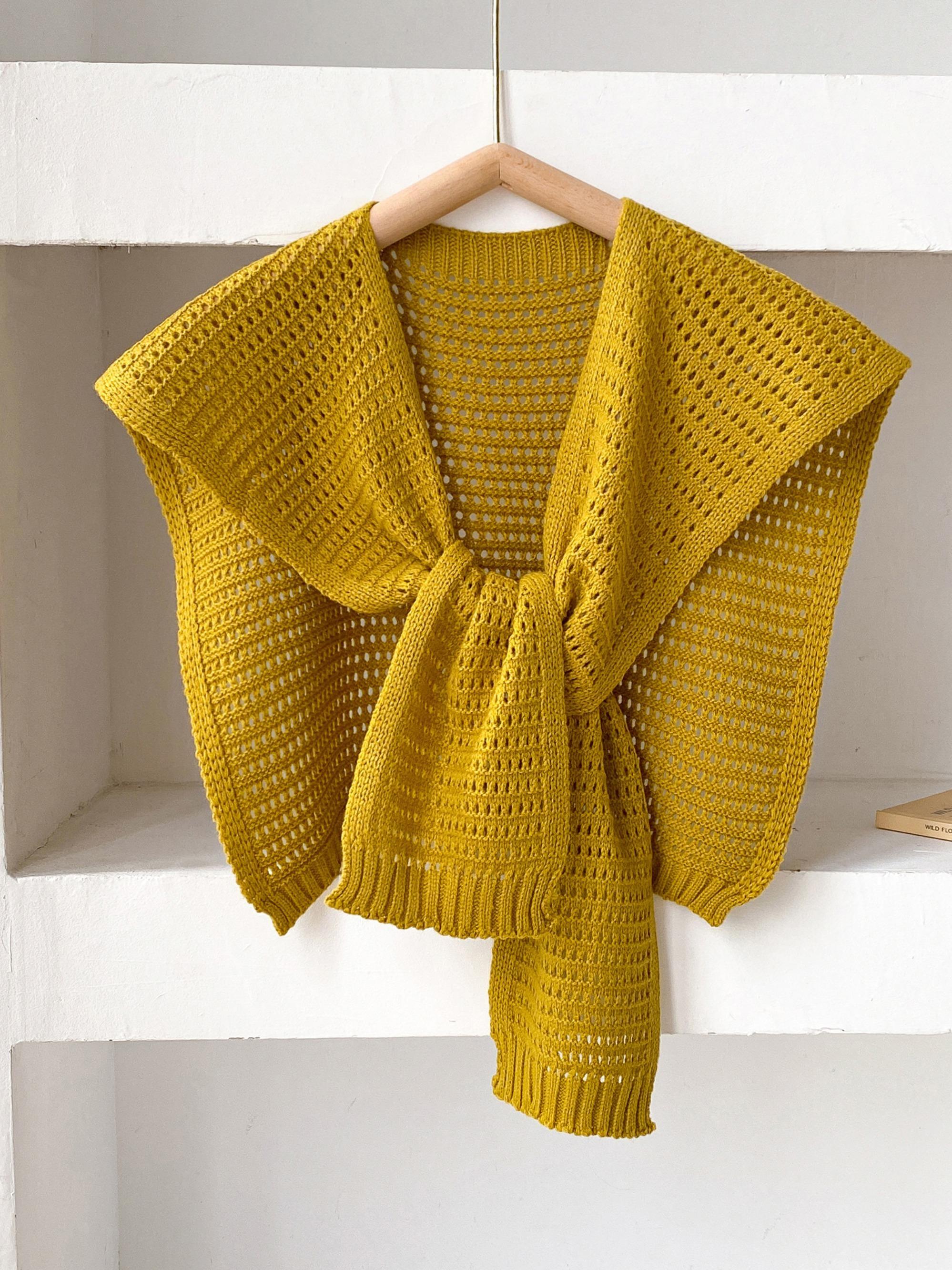 Solid Color Knit Shawl, Casual Lightweight Scarf Shawl for Women, Versatile Fashion Elegant Shawl for Daily Wear, Trendy All-match & Exquisite Scarf for Birthday Gift, Knitted Shawl