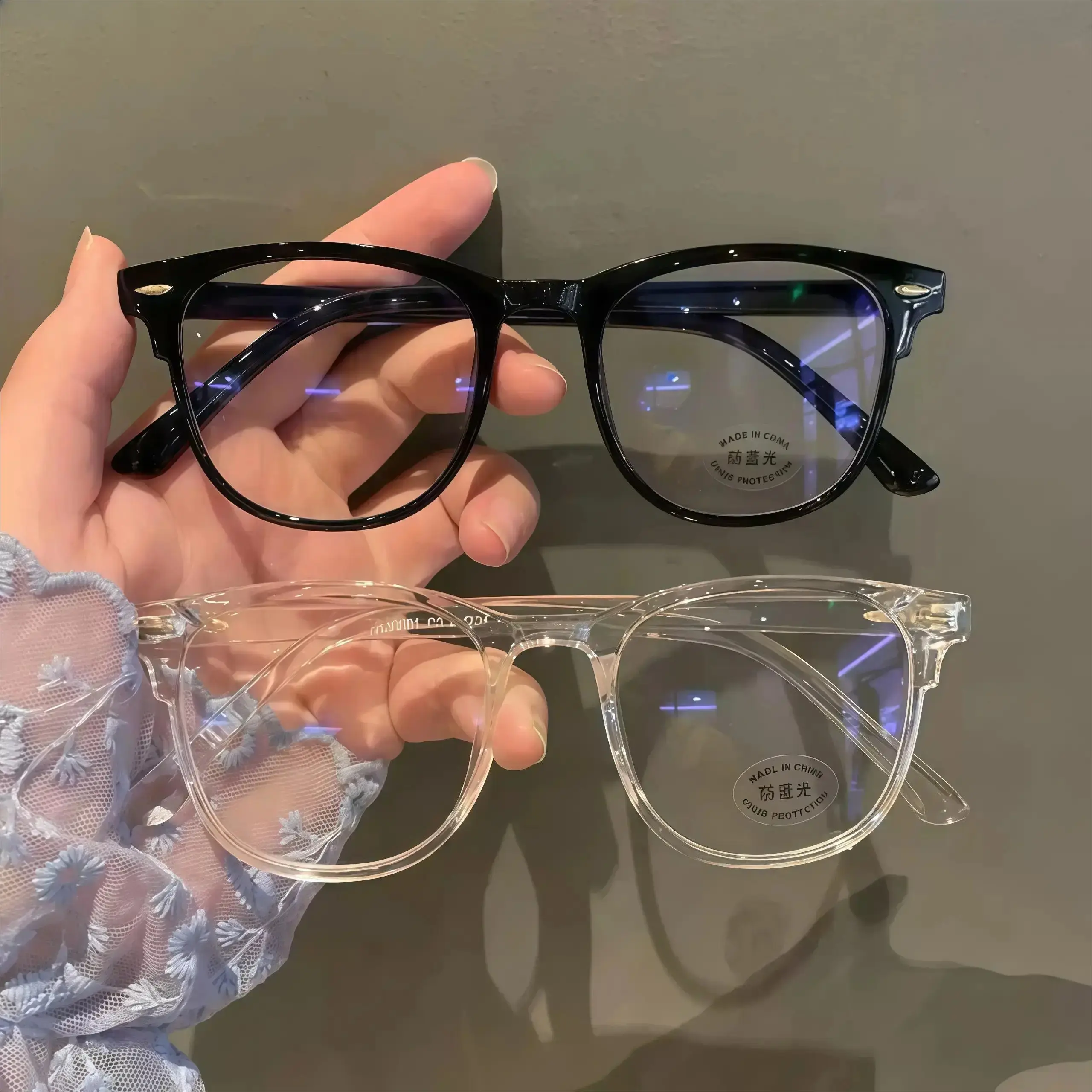 Photochromic Eyeglasses 2-Pack Unisex Blue Light Blocking Comfort Frames Durable Materials UV Glare Protection Reduce Eye Strain for Computer Work Reading Gaming Black and Transparent