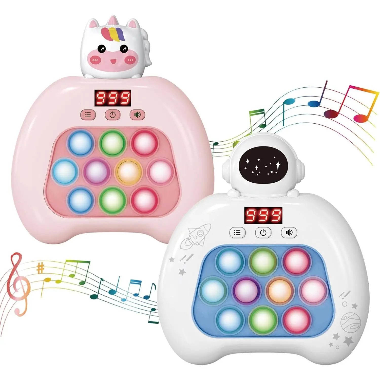 Electronic Pop It Game with LED Screen - 2-Player Online Bubble Pop Fidget Toy, Brain Training STEM Game for Kids 3-12, Anti-Anxiety Sensory Toy, Educational Birthday Gift for Boys Girls（Whtie）fidget toys