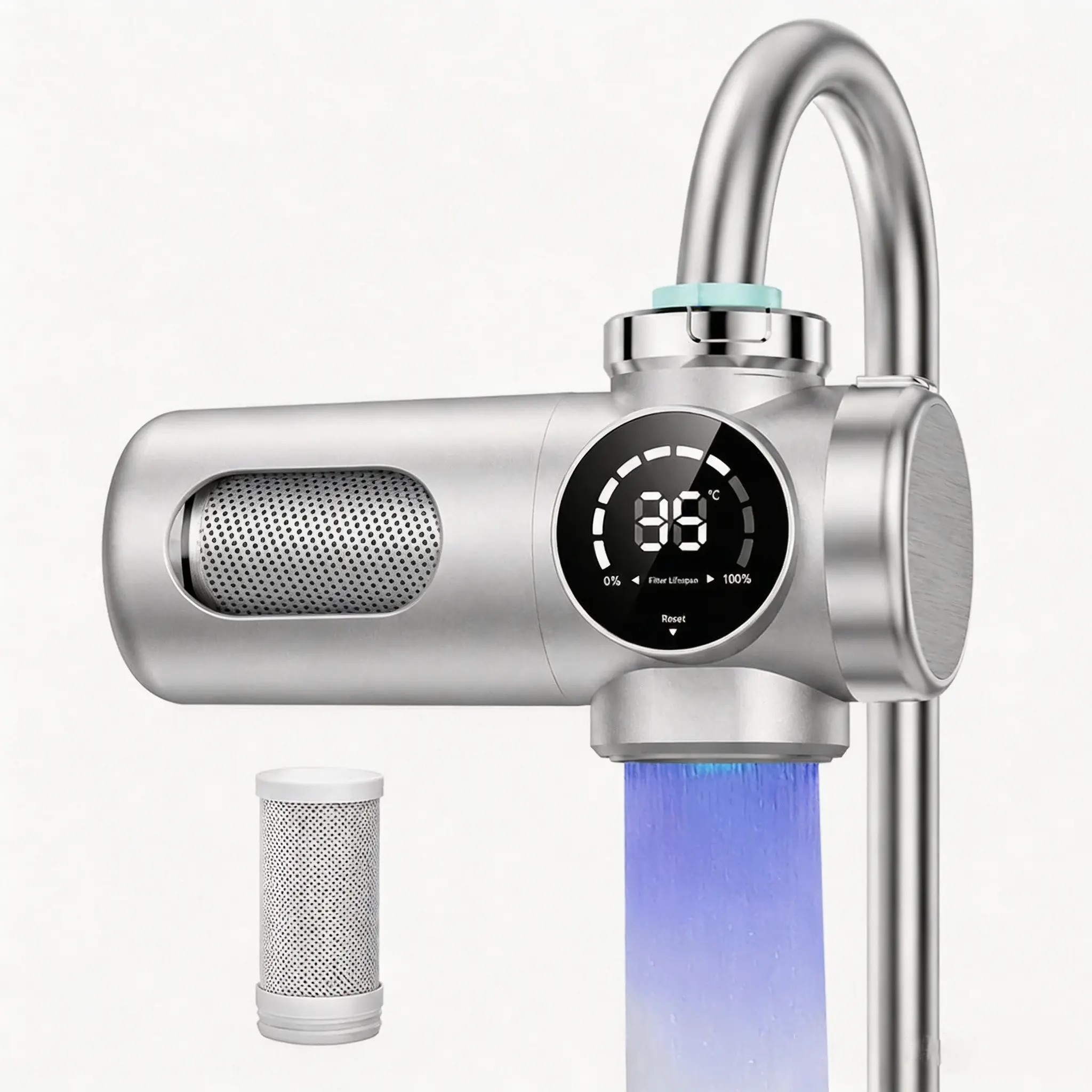 Faucet Water Filter for Sink, T1 Rapid Flow, NSF Certified. | 400 Gallons Faucet Mount Water Filtration System for Tap Water, Reduces Chlorine (Includes 1 Carbon Fiber Filter Core)