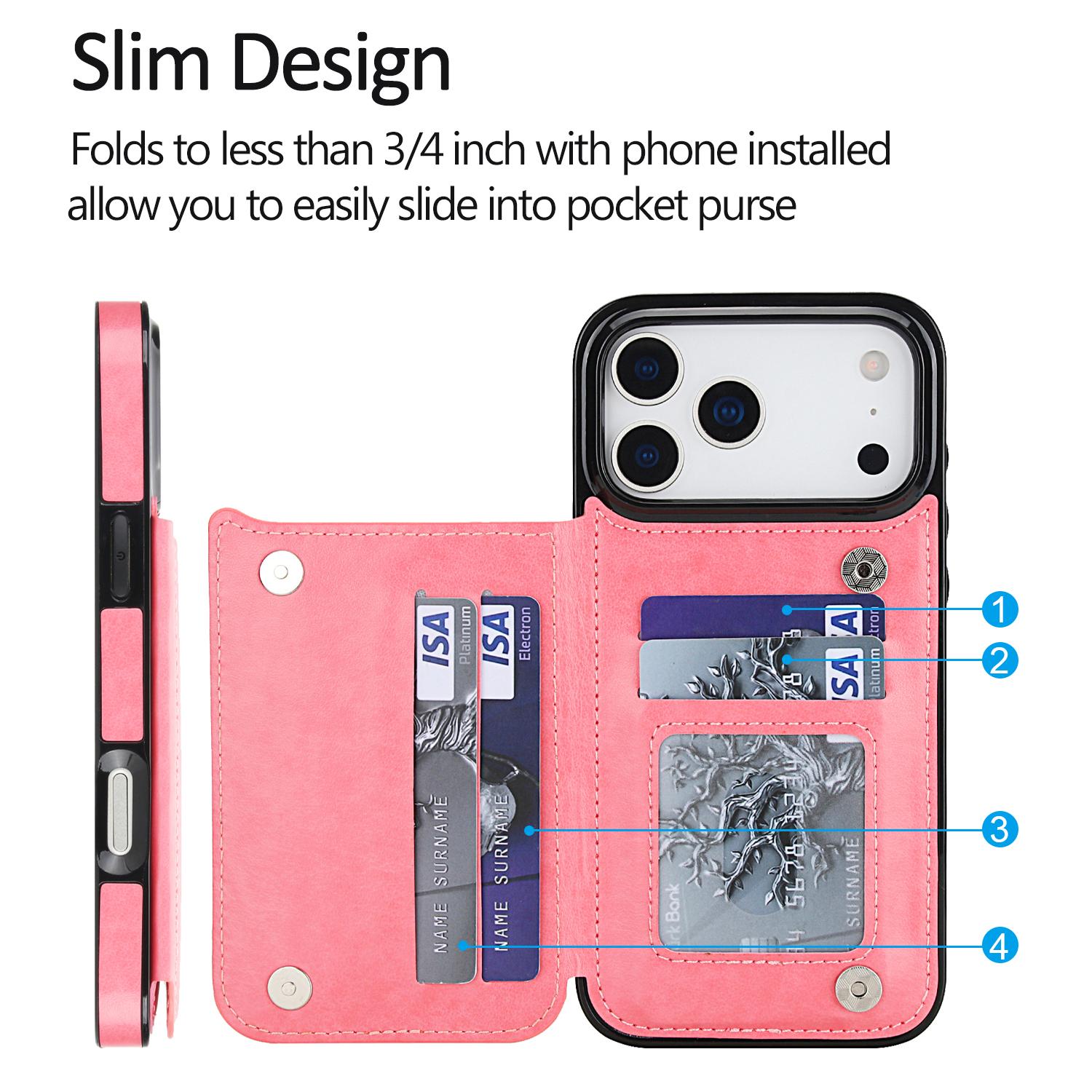 Floral Pattern PU Leather Wallet Case for iPhone 17/16/Pro Max/15/14/13/12 with 3 Card Slots, Magnetic Clasp, RFID Blocking, Kickstand, Durable TPU Bumper - Cellphone