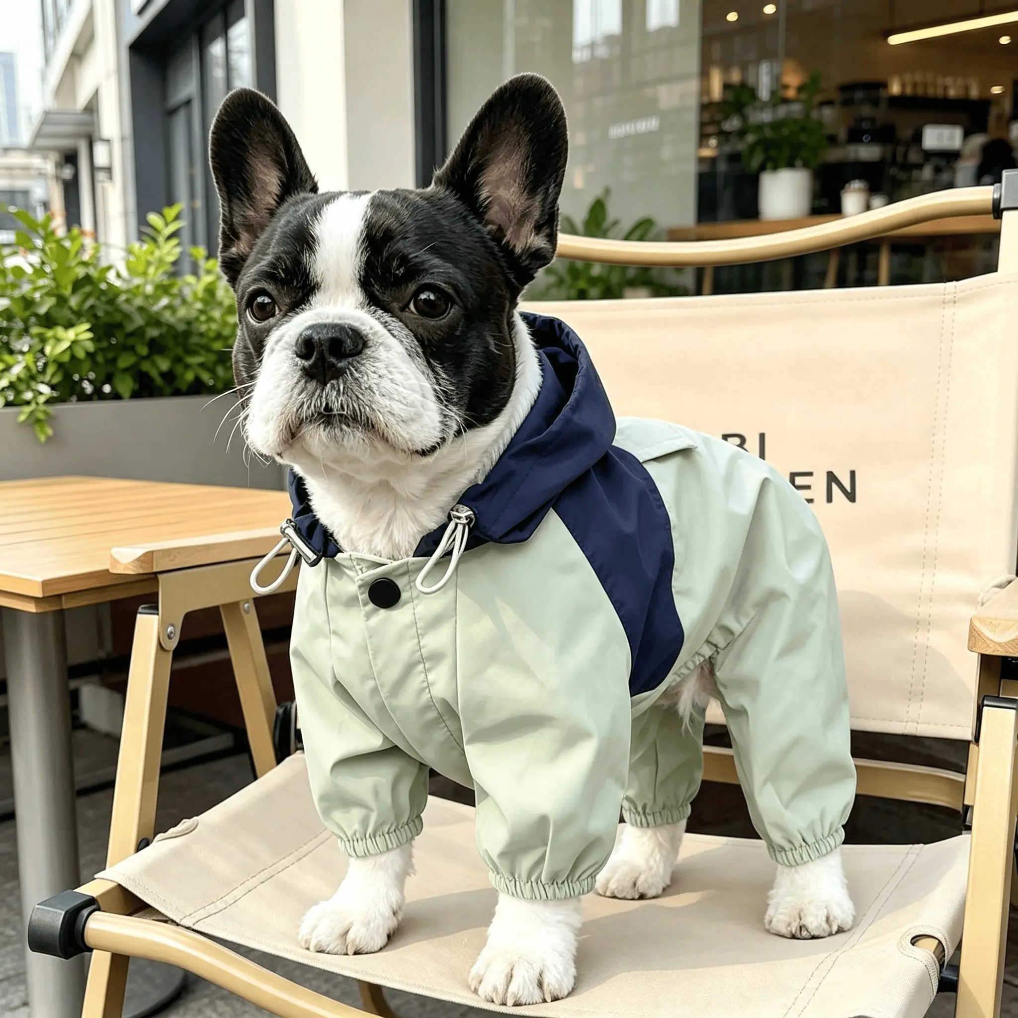 One pet waterproof and windproof coat, a colorful patchwork practical waterproof and fashionable jacket for four-legged dogs. This product has no traction holes. If you don't like it, please do not bid.