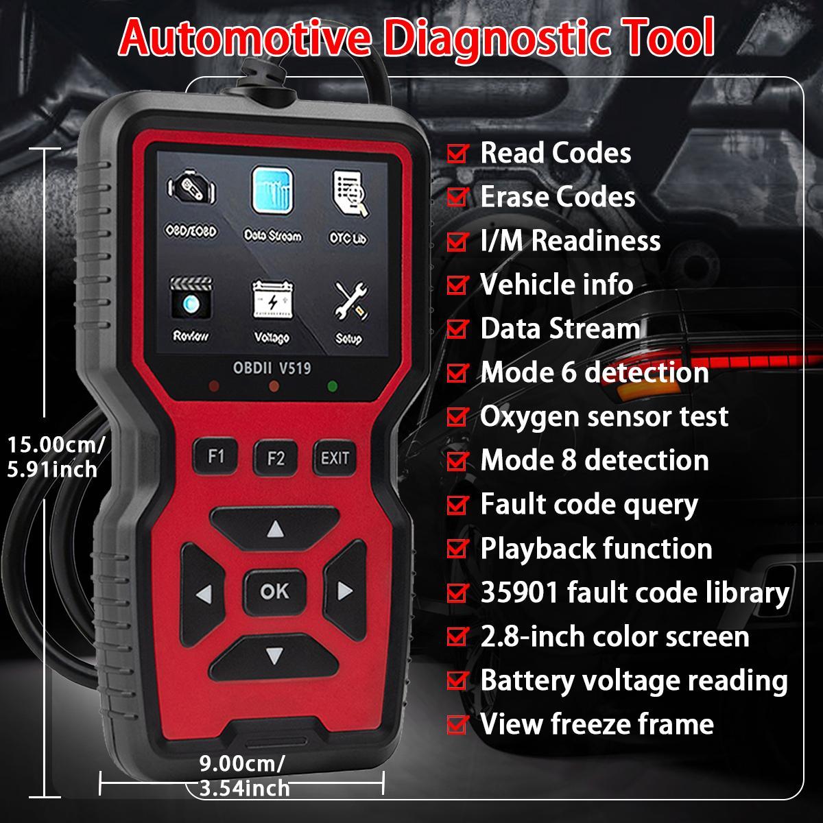 OBD2 Automotive Fault Code Reader, Engine Fault Diagnosis Scanner, Vehicle Diagnostic Tool, USB-Powered, Real-time Data, Clear Code, I/M Ready, Compatible with All Vehicles from 1996 Onwards