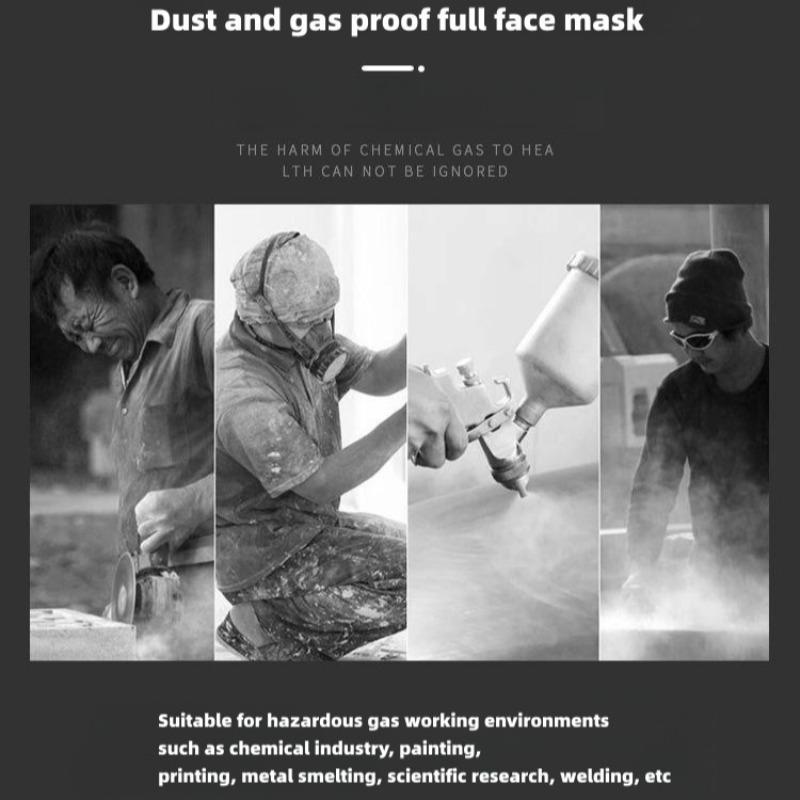 Reusable Anti-fog Anti-poison Protective Mask with 2 Upgraded High-efficiency Filters, Dust-proof Anti-gas Full Face Mask, Suitable for Painting, Woodworking, Construction, Grinding, Spraying, Chemicals, DIY