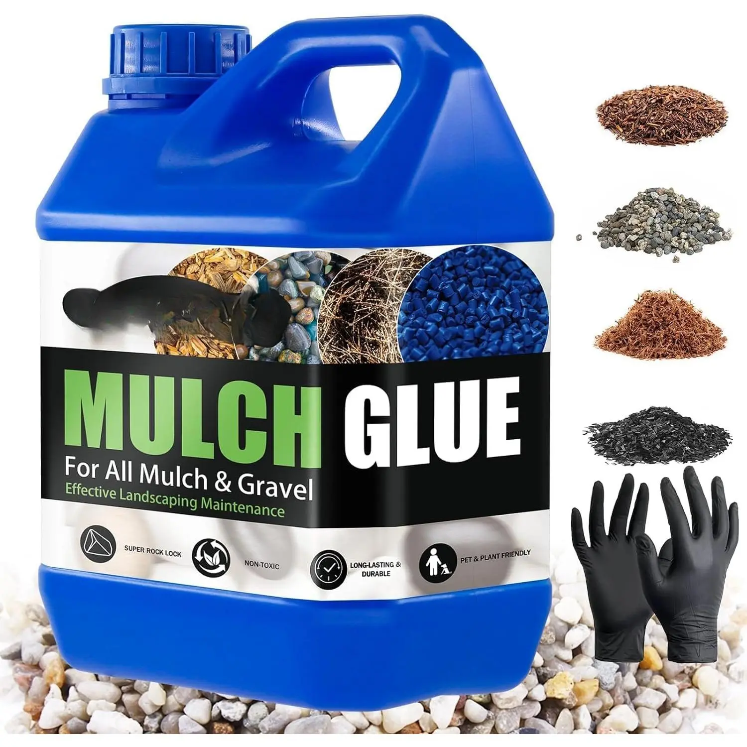 64oz Concentrated Synthetic Mulch Glue for Landscaping, Weatherproof Rock Binder & Stabilizer, Safe Adhesive for Landscapers, Pea Gravel, Stones, Gravel Paths, Outdoor Garden Walkways