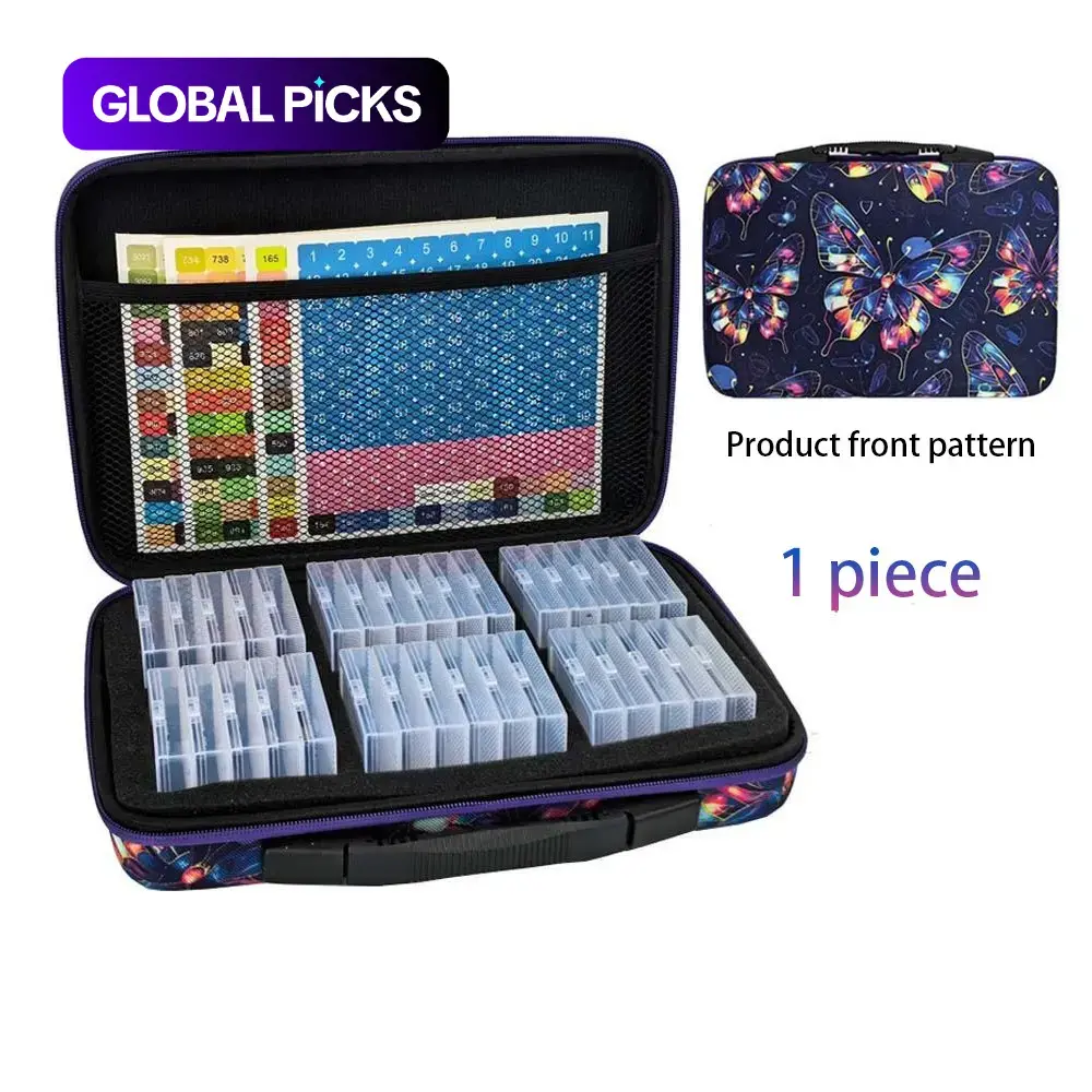 32 Slot Diamond Painting Organized Storage Box Set with Handle Bag, Pearl Organizer with Stickers, DIY Diamond Painting Tools Accessories #GLOBAL PICKS
