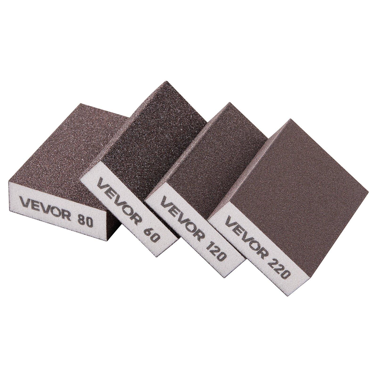 VEVOR Sanding Sponge, 4 Pcs, 60/80/120/220 Grit Assortment, Washable and Reusable Sanding Blocks for Dry & Wet Use, Coarse to Fine Sandpaper Blocks, for Polishing Drywall Wood Plastic Metal Furniture VEVOR Sanding Sponge, 4 Pcs, 60/80/120/220 Grit Assortment, Washable and Reusable Sanding Blocks for Dry & Wet Use, Coarse to Fine Sandpaper Blocks, for Polishing Drywall Wood Plastic Metal Furniture