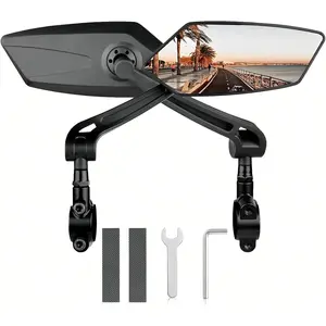 2 Pack Bike Mirrors,eBike Handlebar Mirror,360° Adjustable and Rotatable Safety Bicycle Rear View Mirrors, Scratch Resistant Glass Lens,Bicycle Universal Fit Accessories