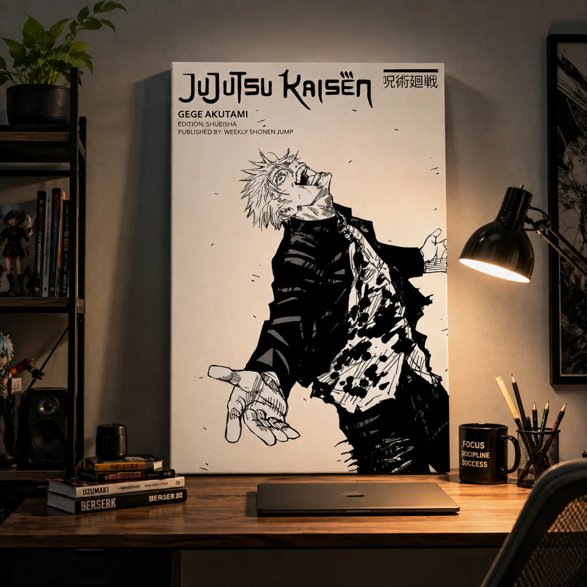 Jujutsu Kaisen Gojo Satoru Anime Canvas Wall Art Poster,Black & White Manga Print for Bedroom Dorm Gaming Room,Japanese Anime Wall Decor,Gift for Jujutsu Kaisen Fans,Modern Minimalist Home Decoration