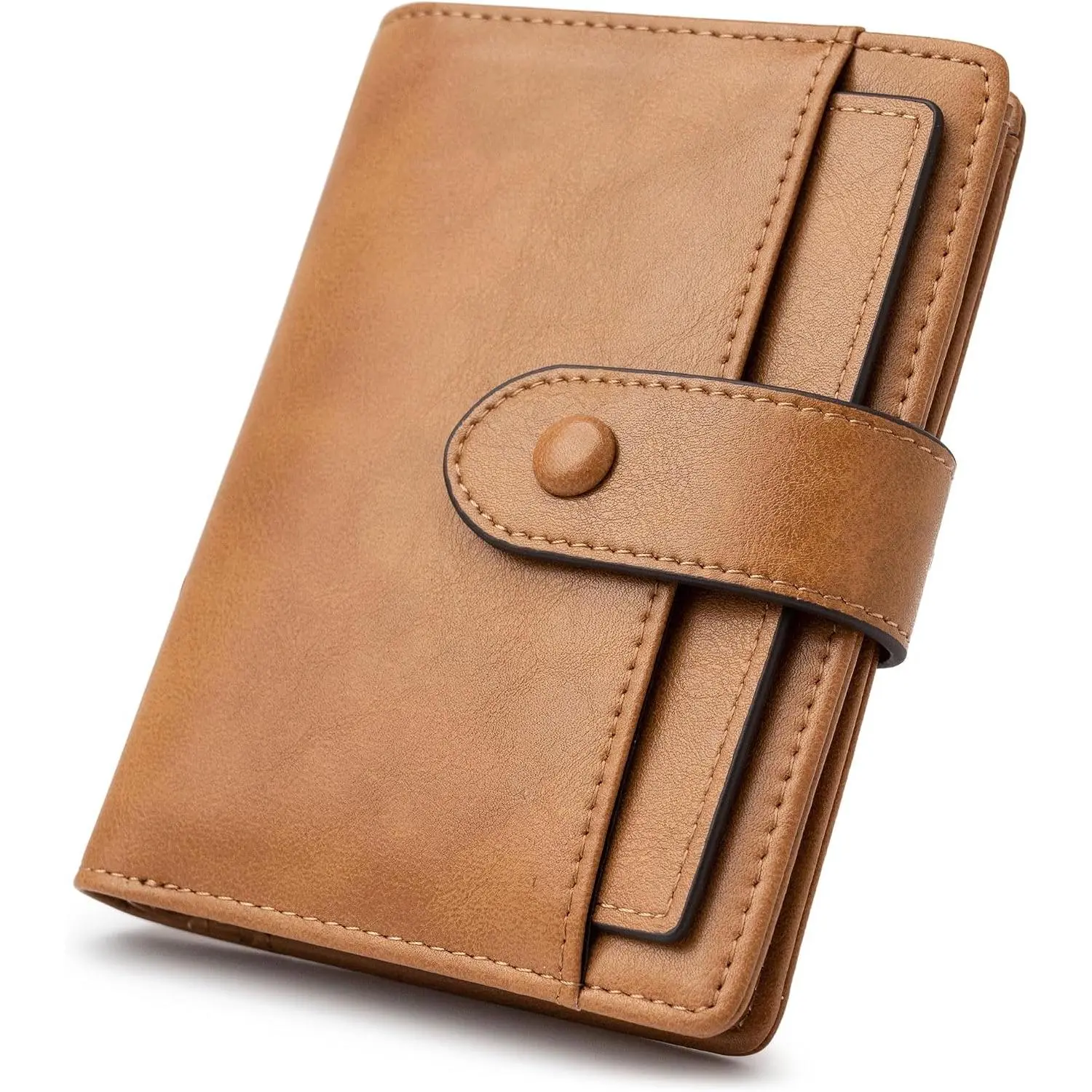 Women's Slender RFID Blocking Wallet - Durable Vegan Synthetic Faux Leather Minimalist Slim Credit Card Holder, Lightweight with 10 Card Slots for Daily Commutes & Everyday Carry, Brown