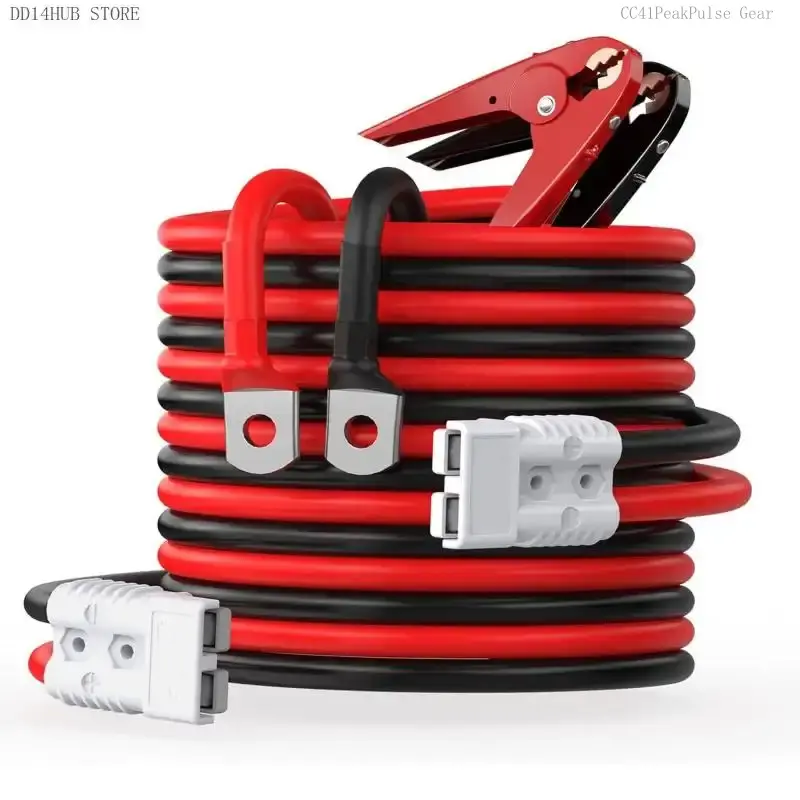Heavy Duty Jumper Cables for Diesel  - 1 Gauge 25  extra long Booster  Cables with Permanent Installation kit and Quick Connect Plug for , SUVDD14HUB STORECC41PeakPulse Gear