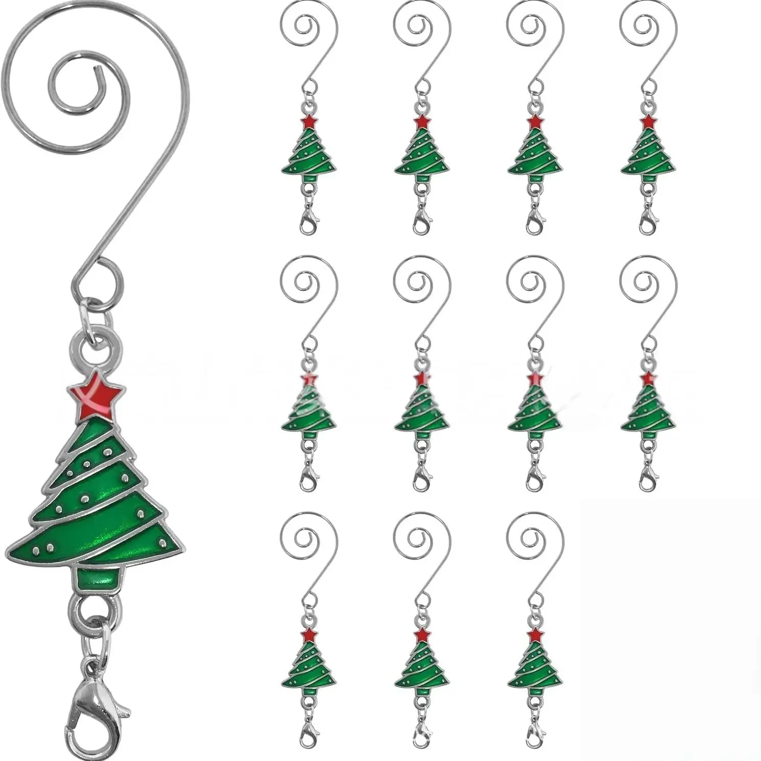 12-Piece Christmas Tree Decoration Hooks, Metal S Hooks for Santa Claus Decorations, Durable Hanging Accessories for Festive Season