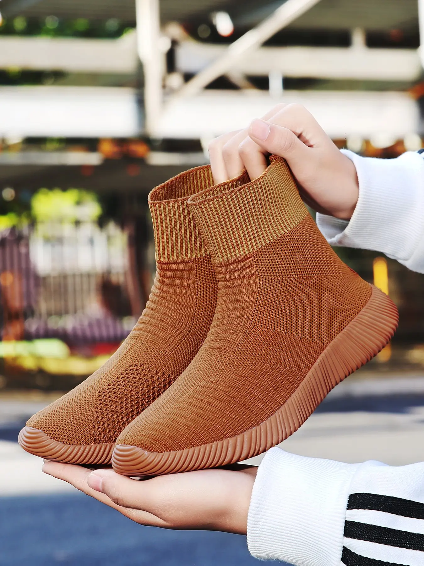 Men's & Women's High-Top Sock Sneakers, Trendy Trainers, Breathable Flyknit Mesh Shoes, Mesh Design Sneakers, Slip-On Lazy Loafers, Lightweight Soft Sole Casual Athletic Footwear, Soft Soled Sneakers, Sports Shoes