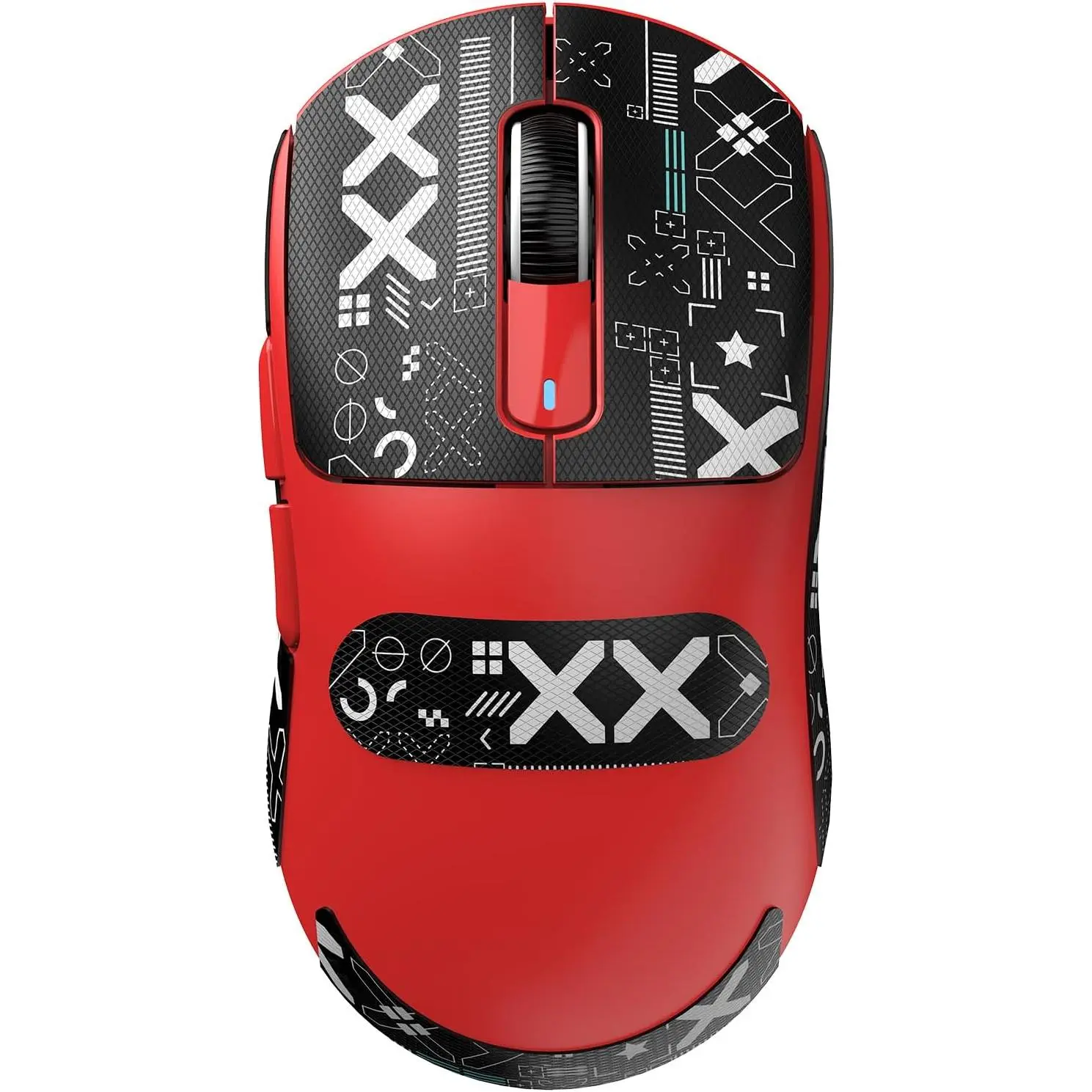 X3 Lightweight  Gaming  with Tri-Mode 2.4G/USB-C Wired/,26K DPI, PAW3395 Optical Sensor,Kailh GM8.0 ,5 programmable Buttons for PC/Win/(Red+Stickers)