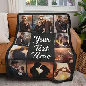 Custom Blanket With Picture Text Customized Blanket Thows Personalized Blanket Customizable Blanket Photo Blankets Customize Valentine's Day Gifts For Mom Dad Couple Girlfriend Boyfriend Wife Husband Home Bathroom Decor Summer Beach
