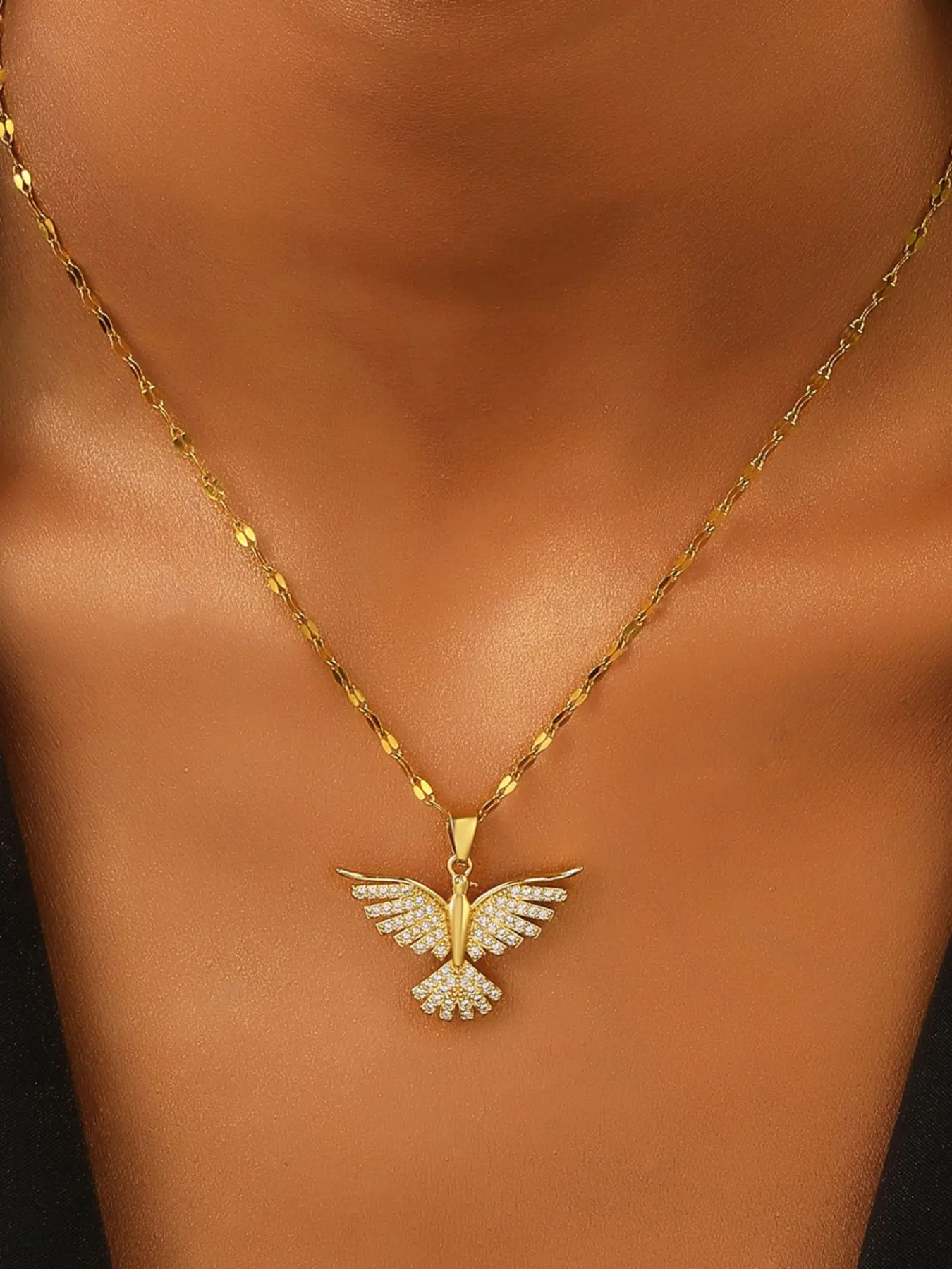 Phoenix Wing Clavicle Necklace, Rhinestone Pendant, Unique Accessory, Fashionable Party Jewelry, Perfect for Dates and Events