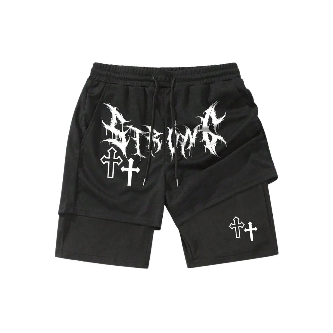 Men's Cross Print Graphic Shorts Athletic Wear Regular Fit Casual Comfy Breathable Shorts for Daily Wear Summer Essentials Unisex Street Style Active Lifestyle Shorts