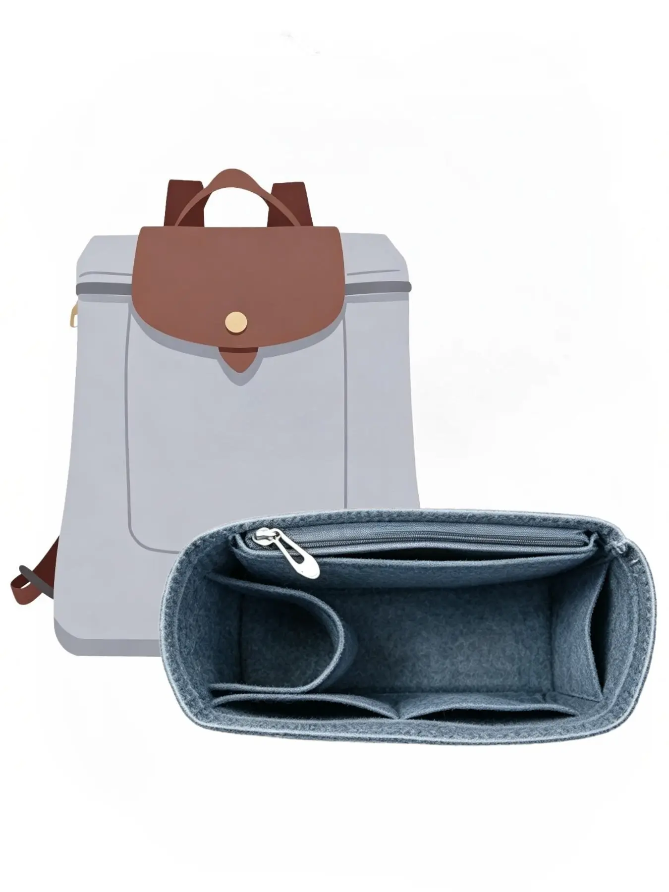Backpack Storage Insert, Lightweight Padding, Compatible with Le Pliage Original, Felt Material, Large Capacity, All Seasons