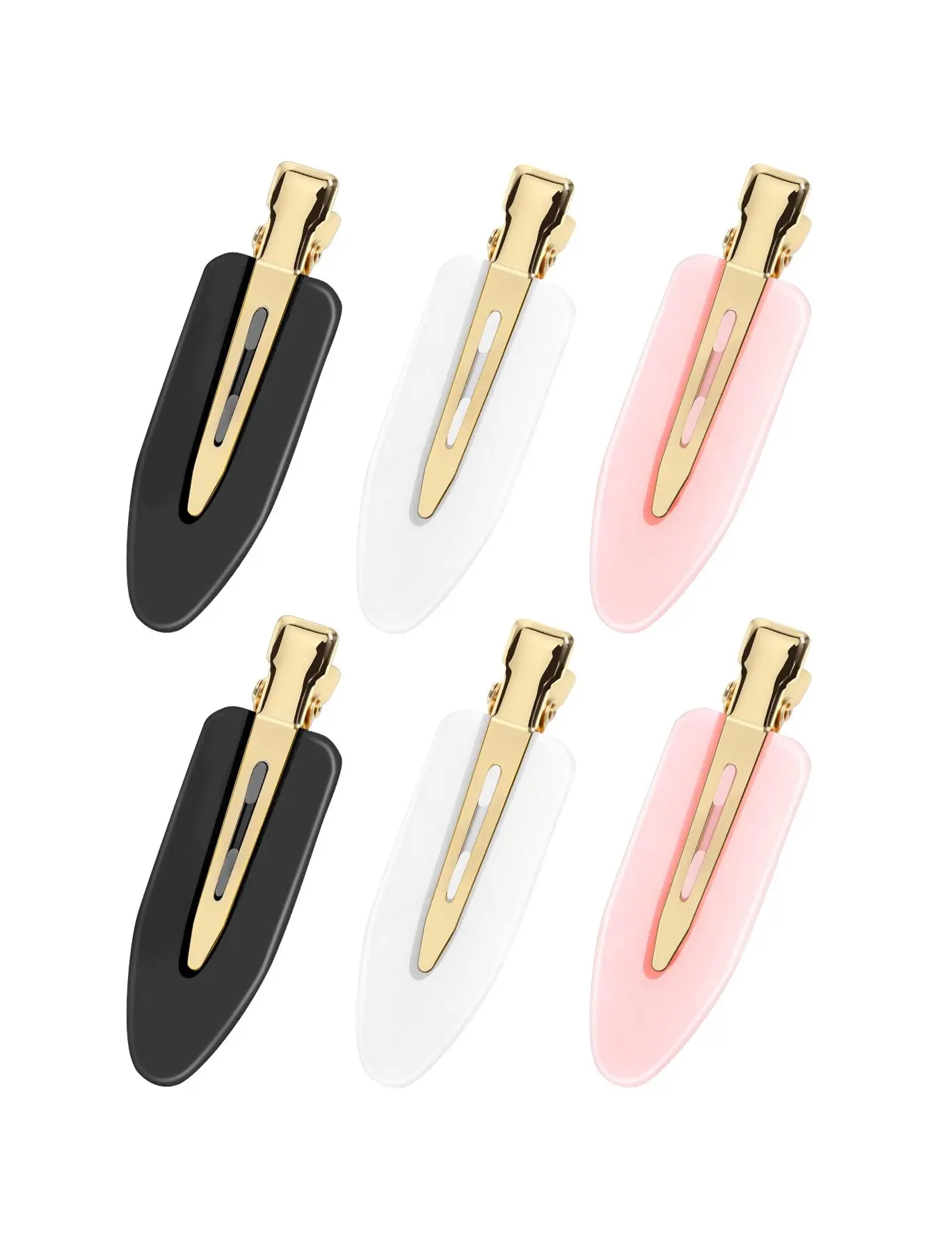 6 Pcs Flat Creaseless Hair Clips for Makeup Application, No Crease Design with Gold Metal Handles, No Bend Styling Clips to Hold Bangs for Women and Girls During Daily Styling and Getting Ready, Fashion Hair Accessories