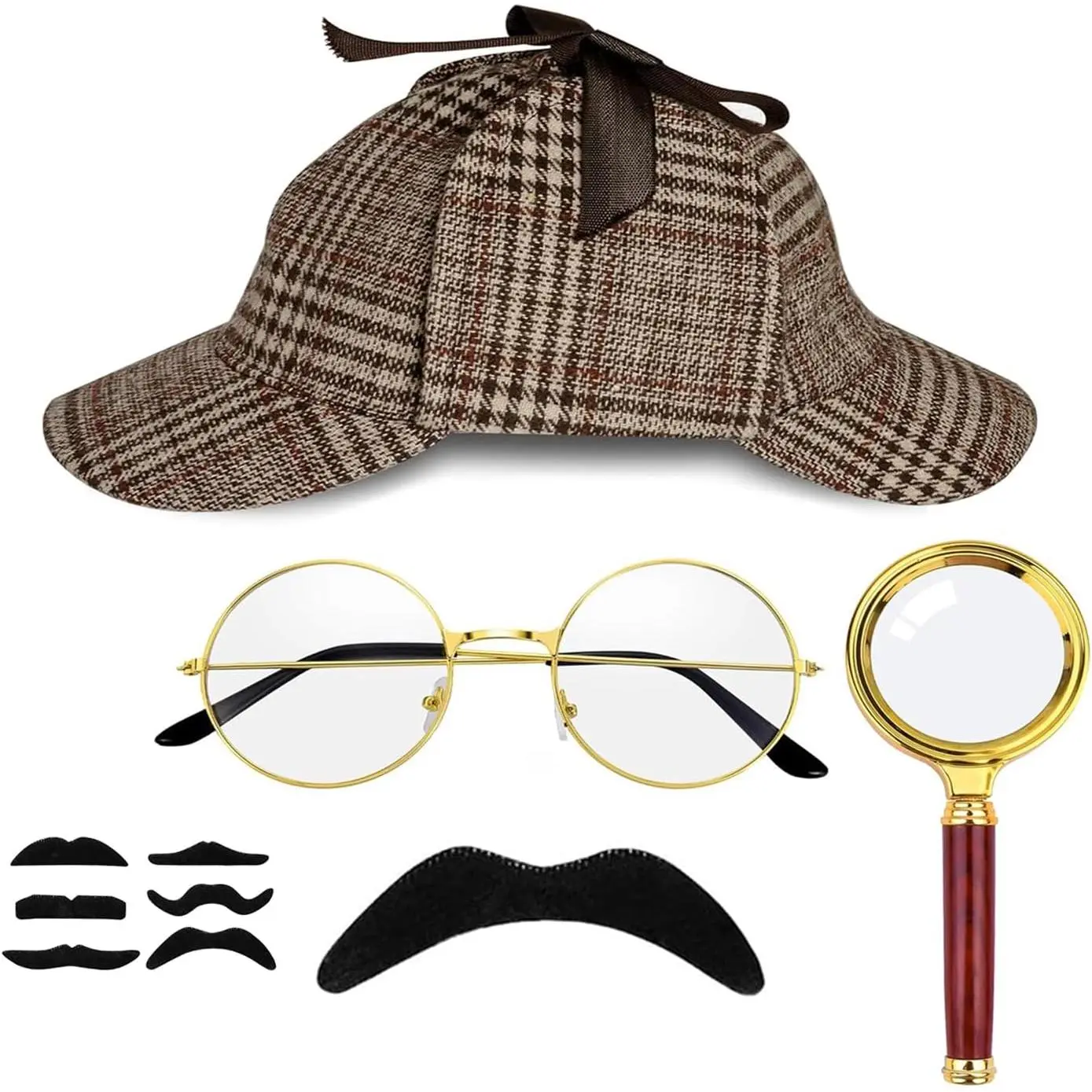 Detective Costume Accessories Set, Detective Hat Dress up Costume for Adults Men Women, Halloween Spy Costumes