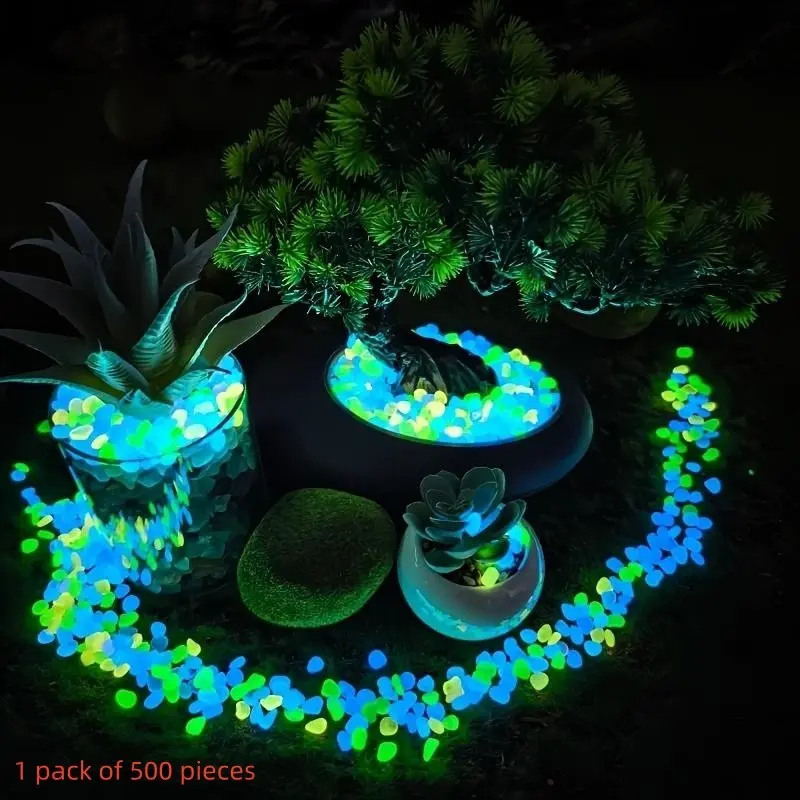 500 Pieces per Bag Resin Decorative Stones, Non-Toxic Fluorescent Pebbles for Garden Landscaping, Potted Plants, and Aquariums, Garden Supplies, Garden Accessories