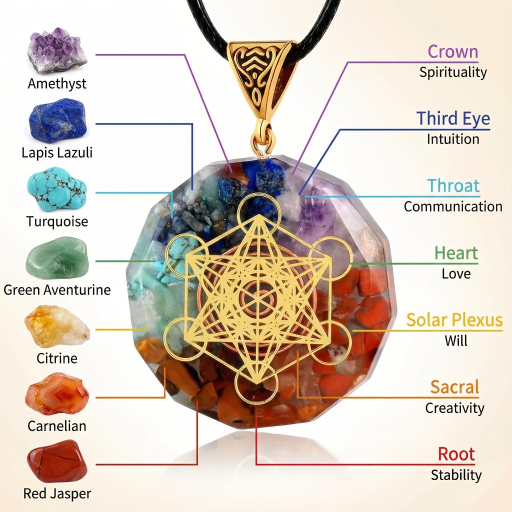 2count Seven Chakra Multicolor Set, Pendant + Bracelet + Necklace + Box.Crafted from 7 Carefully Selected Natural Chakra Crystals with a Transparent Texture, Precisely Corresponding  the Seven Chakras of the Human Body