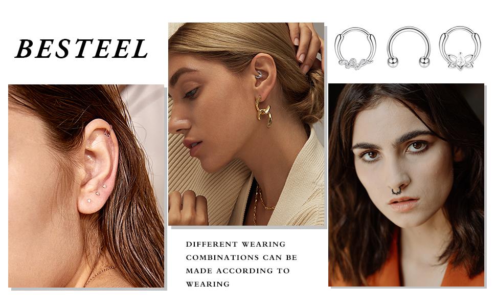 Besteel 12Pcs Septum Rings 16G Daith Earrings Nose Rings Hoop Stainless Steel CZ Opal Cartilage Helix Tragus Earrings Septum Clicker Piercing Jewelry Silver Black Rose Gold Butterfly Beautiful Besteel 12Pcs Septum Rings 16G Daith Earrings Nose Rings Hoop Stainless Steel CZ Opal Cartilage Helix Tragus Earrings Septum Clicker Piercing Jewelry Silver Black Rose Gold Butterfly Beautiful