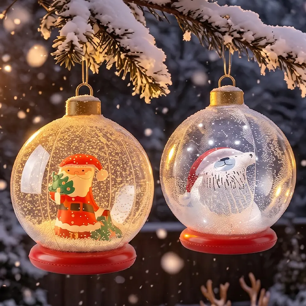 2pcs Christmas Decoration Inflatable Balls, Giant PVC Snowman Outdoor Holiday Decor, Tree Courtyard Lawn Porch Garden Front Door Decor (31x22 Inches)