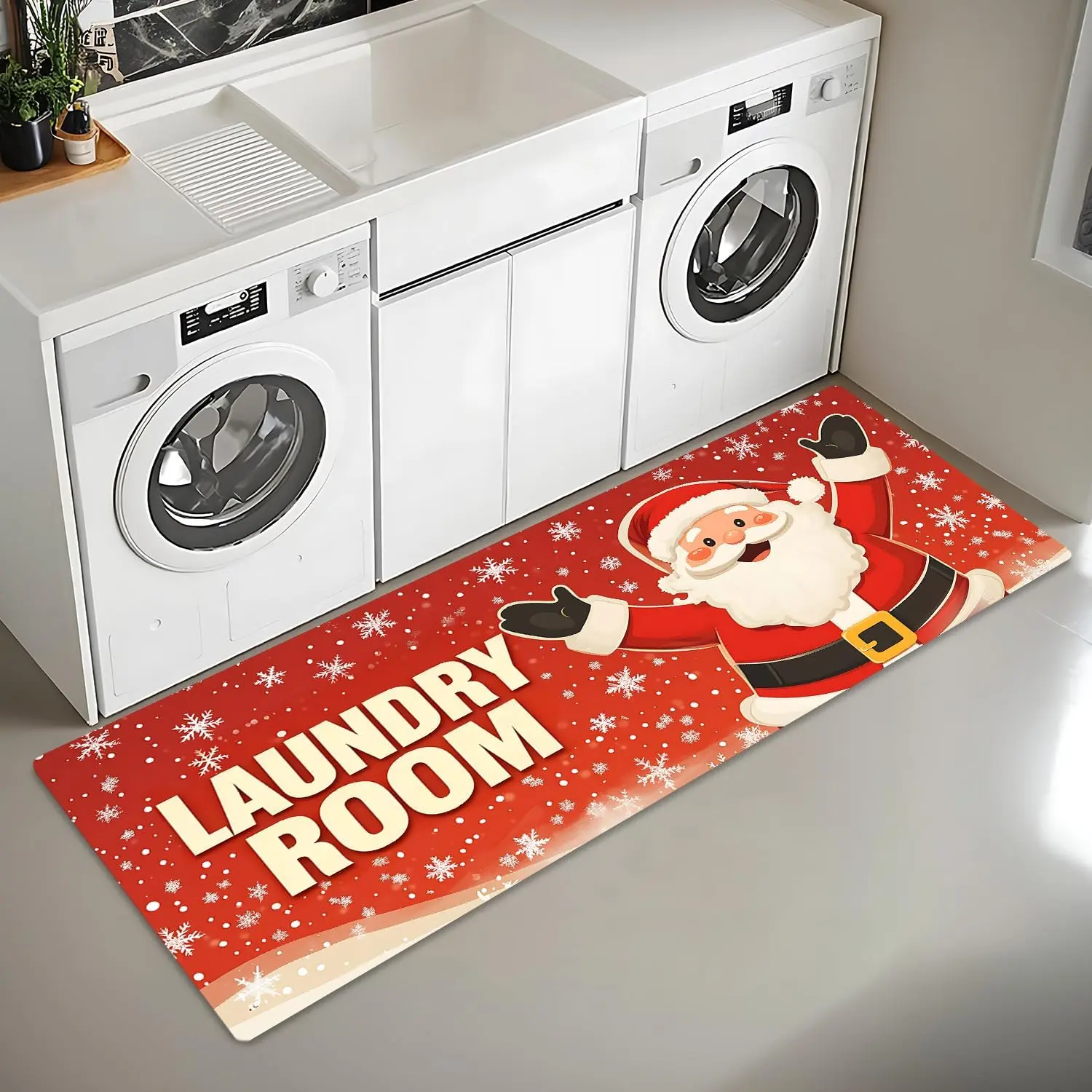 Christmas ﻿Laundry Room Runner Rug 20x47 inch Holiday Decor Runners for Kitchen Non-Slip  Long Carpet for Living Room Laundry (#14, 20x47 inch)