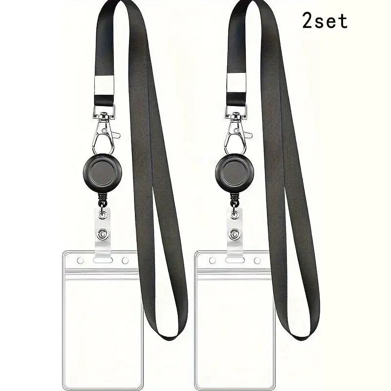 Retractable ID Badge Holder with Clip, 2 Counts ID Card Holder, Identification Badges & Supplies for Teachers and Office Staff Use, Retractable Badge Holders, Badge Reels