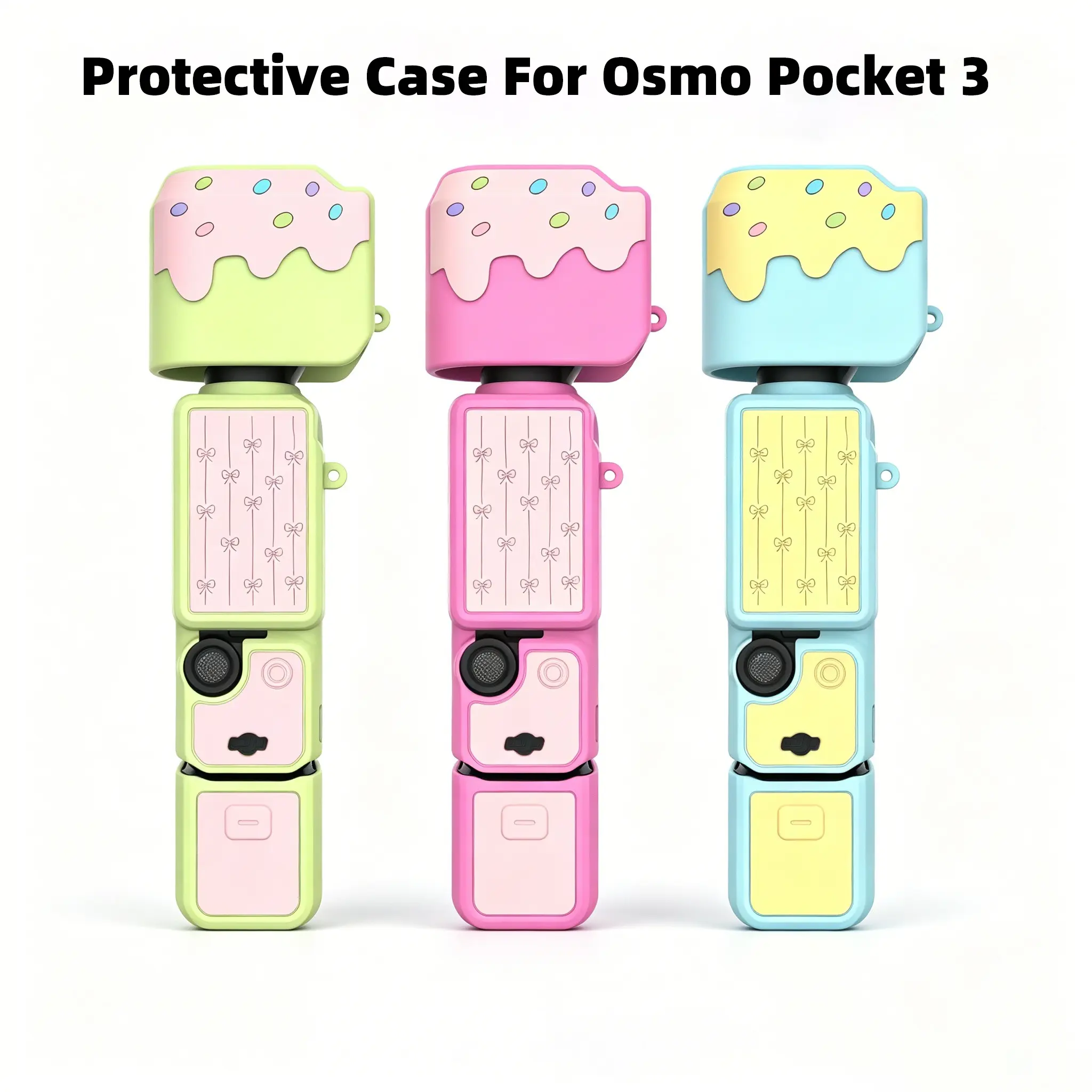Silicone Case Protector for DJI Osmo Pocket 3,Y2K Sweet Ice Cream Pattern Aesthetic Shockproof Camera Accessory, Gift for Content Creators