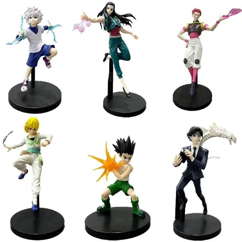 Hunter X Hunter Anime Figure Set 6PCS Gon Killua Kurapika Hisoka Chrollo Illumi PVC Action Figures Collectible Model Toys Gifts