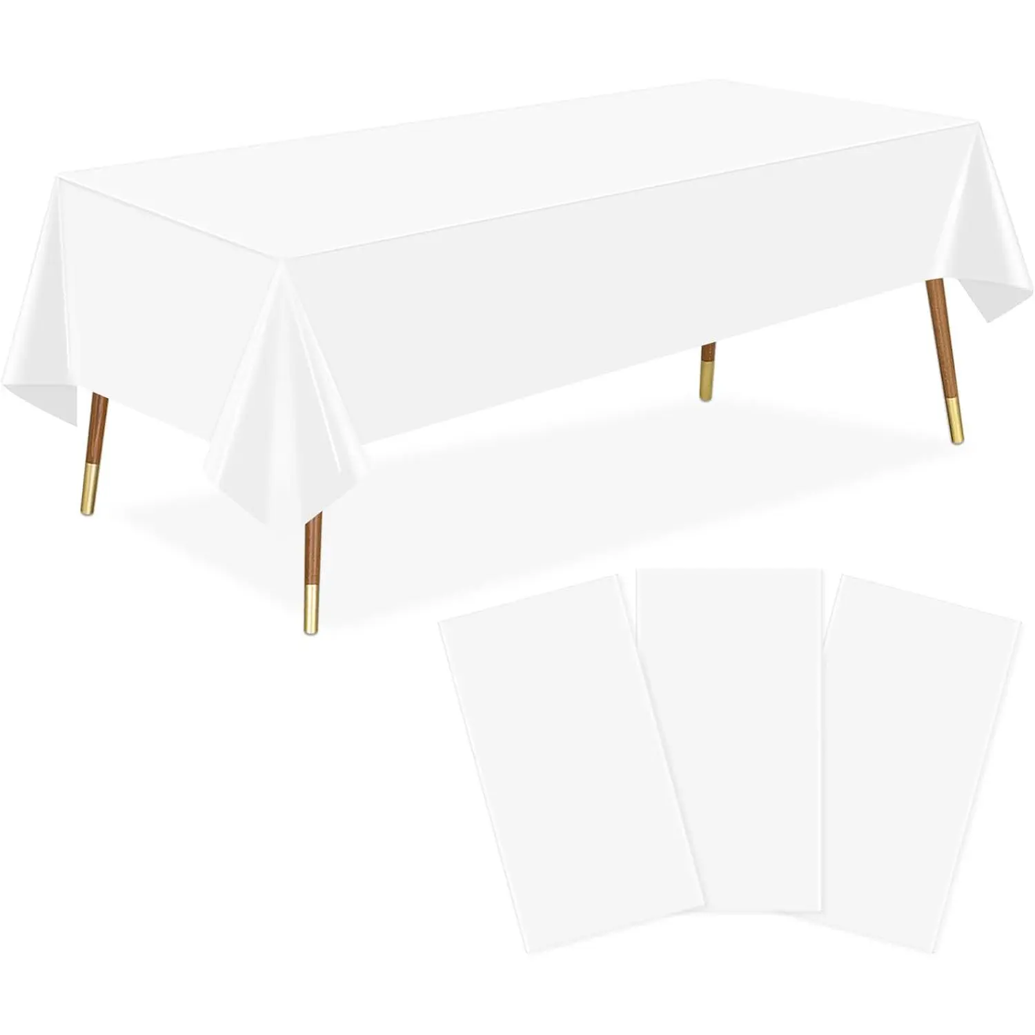3 Pack Plastic Table Cloth Disposable, White Table Cloth for Rectangle Table, 54 x 108 Inch Disposable Tablecloth for Party, Plastic Table Cover